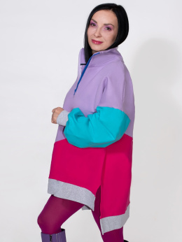 BLUZA KOLOROWA ZE STÓJKĄ I ŚCIĄGACZEM B