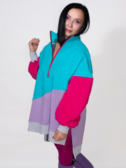 BLUZA KOLOROWA ZE STÓJKĄ I ŚCIĄGACZEM D