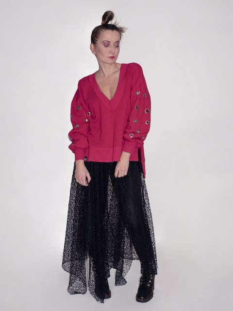 BLUZA Z OCZKAMI AMARANT BLUZA Z OCZKAMI AMARANT
